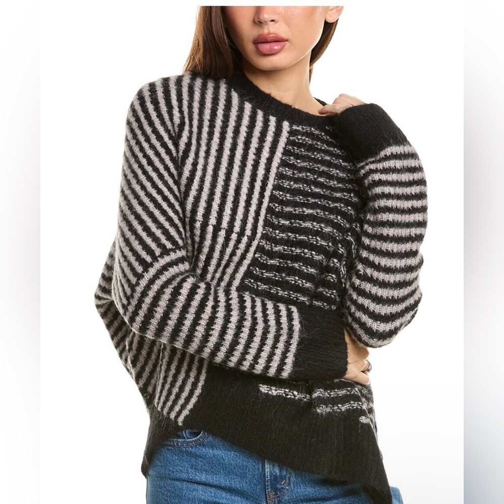 NWT AllSaints Women’s Selina Alpaca Jumper- Black/Pink, Size Large